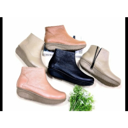 SEPATU WANITA SEPATU BOOT WEDGES SEPATU KULIT ASLI WEDGES NYAMAN