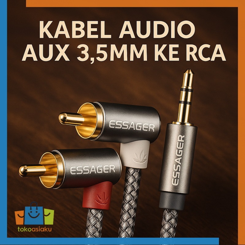 Kabel Jack Audio AUX 3.5mm Ke RCA Stereo Double Lotus Elbow Adapter 3M