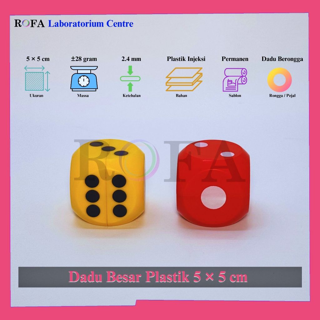 Dadu Muka 6 / Dadu Besar / Dadu Besar Plastik / Alat Peraga Peluang Matematika