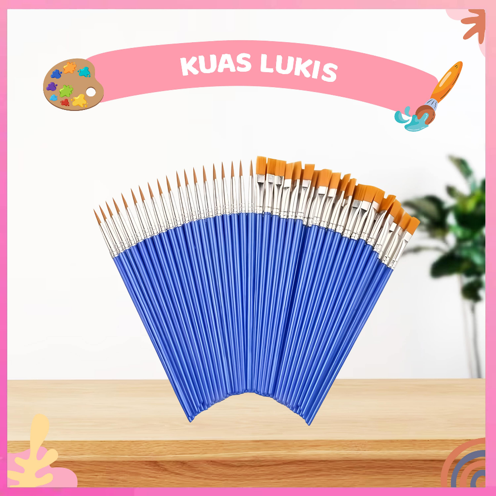 

Kuas Lukis Flat, Kuas Lukis Kecil, Kuas Lancip, Koas Melukis Kecil, Palet, Wadah Cat