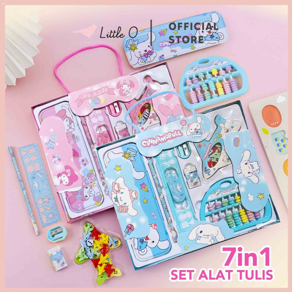 

Paket Alat Tulis Souvenir Kado 7in1 Sempoa Kuromi Cinnamorol Mymelody Kotak Pensil Penggaris Penghapus Goodiebag