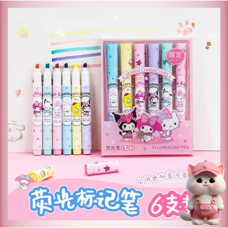 

N226 ( 6 PCS ) Set Stabilo Sanrio Karakter / Set Highlighter Warna Warni / 6 PCS Stabilo Motif Karakter / Highlighter Pen Warna Pastel / Stabilo Pastel Karakter