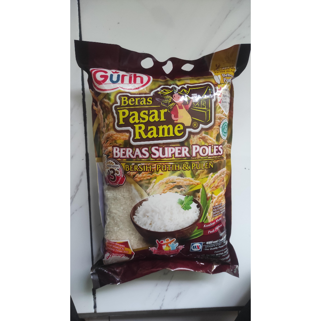 

Beras Gurih SUPER POLES Pasar Rame | 3 KG (Khusus Via Grab & Gojek)