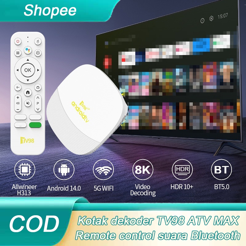 {Rumah Xiaomi}TV98 ATV MAX Android TV Box with Dual Band 5G WiFi and Remote Control Set-top box 8K H