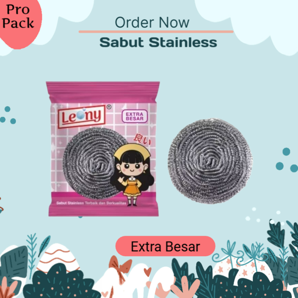 Sabut Stainless Leony Extra Besar / Gosok Panci / Kawat Cuci Piring Panci Wajan / Kawat Gosok