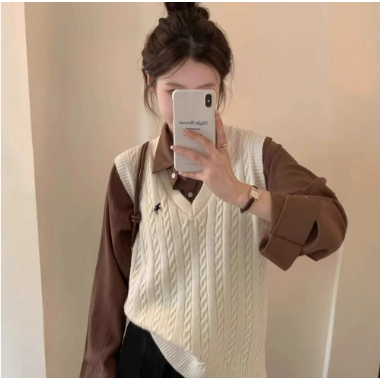 YOYO Vest Knit Import Grosir 72 knit import premium Rompi Rajut Wanita Korean  Style Big Size Atasan