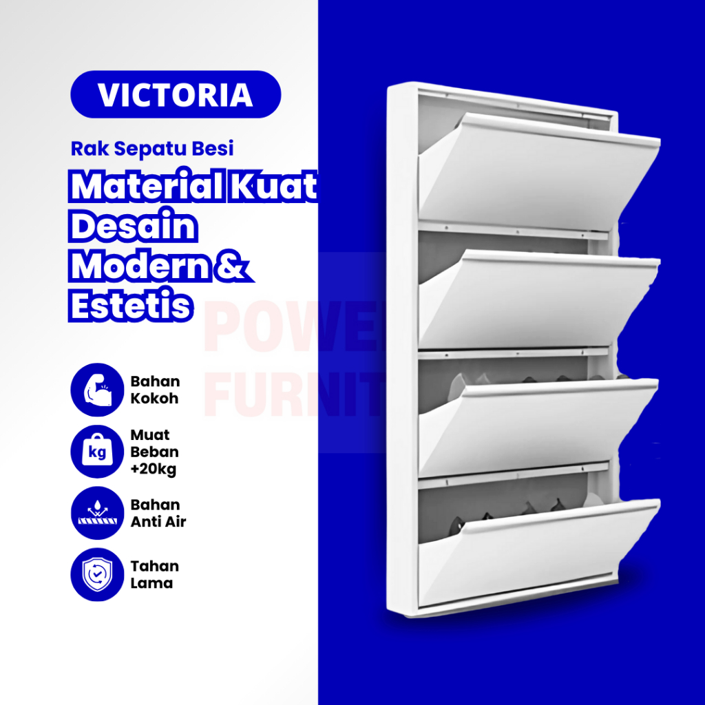 Lemari Sepatu Besi VICTORIA – Rak Sepatu Besi 4 Susun | Lemari Besi Sepatu Sandal | Rak Besi Sandal
