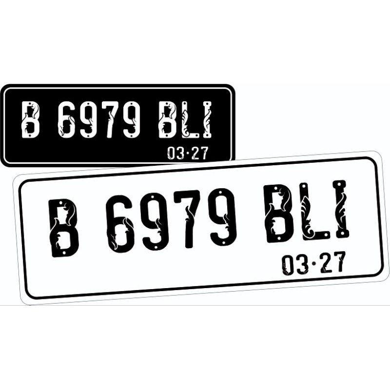 STICKER ANGKA PLAT NOMOR BATIK TERBARU WARNA HITAM DAN PUTIH - PLAT MOTOR - PLAT MOBIL