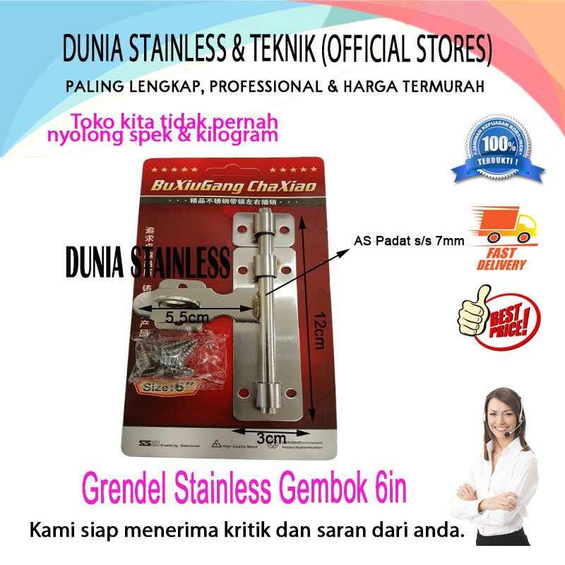 Grendel Stainless Gembok 6 inch