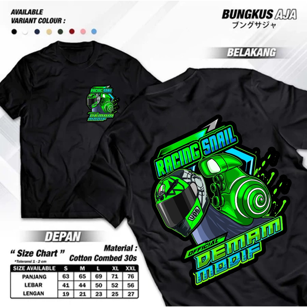 Kaos Kata Kata "SNAL RACING" / Baju Kaos Kata-Kata Keren Nyindir Viral / T-Shirt Kaos Kata2 Motivasi