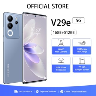 【Bisa COD】Hp murah VIVO V29 7.5inci  RAM16GB+ROM512GB HD Handphone 5G HP murah DualCard SlM 7000mAh 