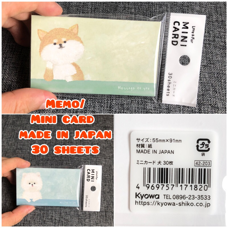 

mini card memo dog isi 30lbr original made in japan