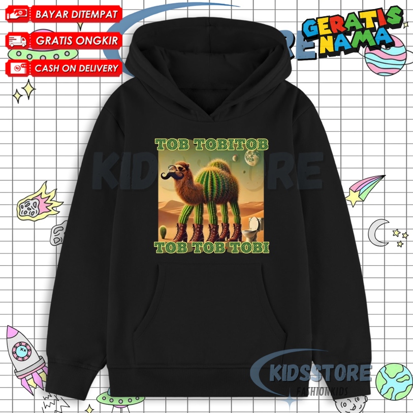 ( BISACOD) FREE NAMA Jaket Hoodie Anak Laki-Laki Perempuan  ANOMALI TOB TOBI TOB TOB UNTA /Jaket Swe