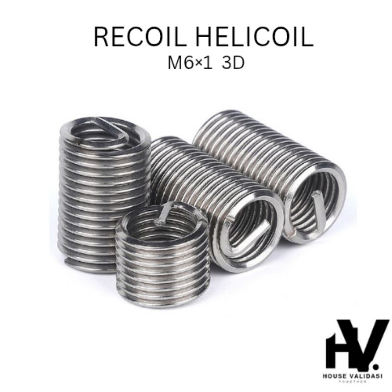 Recoil Helicoil M6x1 3D Recoil Baut 10 Recoil Helicoil Peerbaikan Drat Rusak Dol Dll