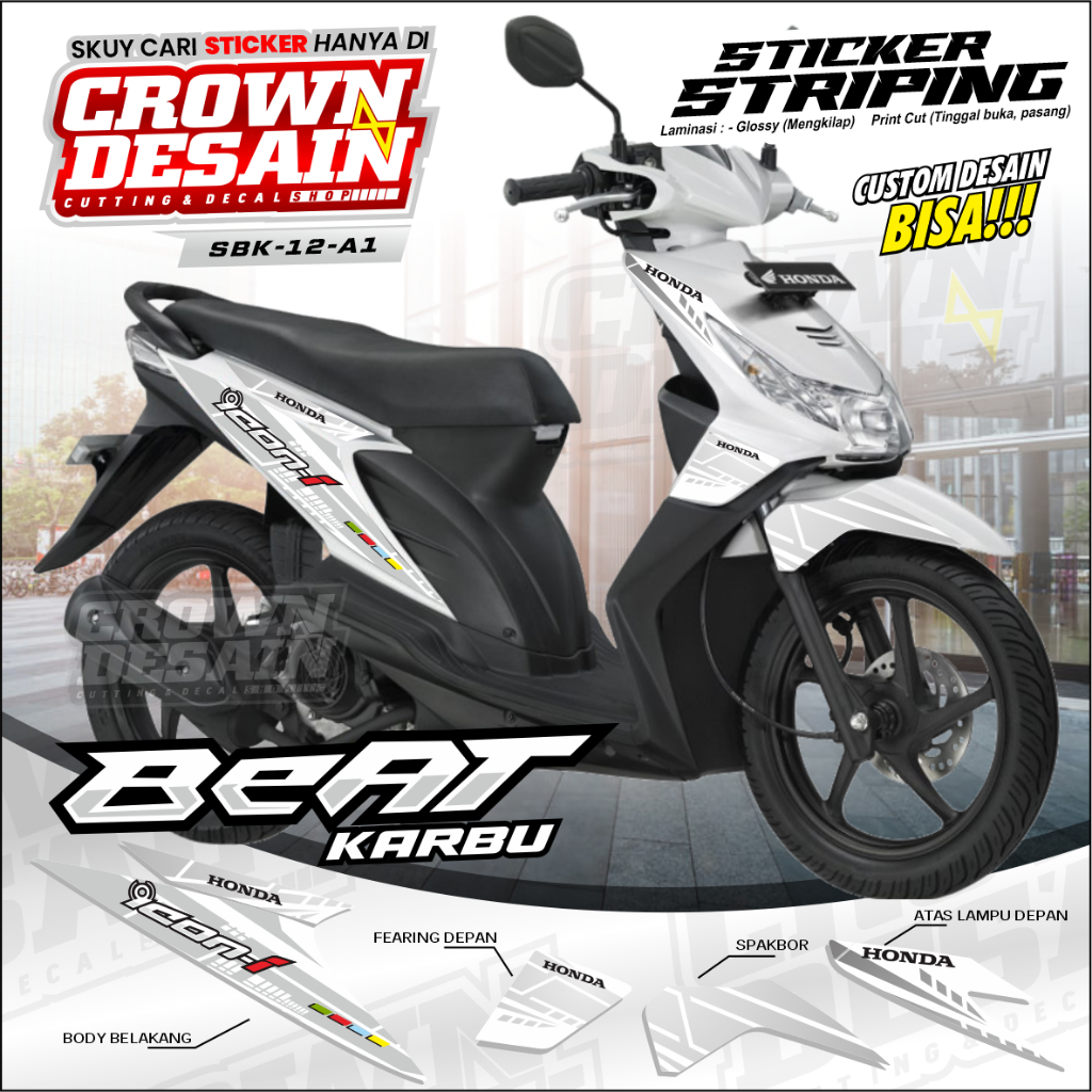 Stiker Striping Beat Karbu - Stiker Lis Body - Custom Desain - Stiker Motor Beat - Variasi Stiker