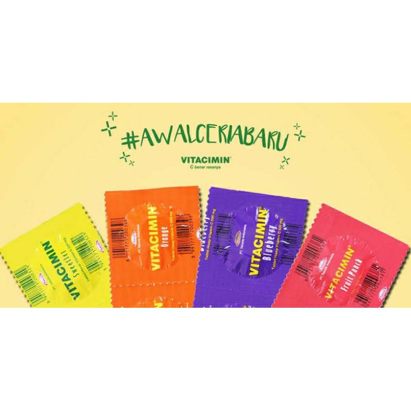 

Permen sekaligus Vitamin C Vitacimin 1 stripe isi 2 tablet