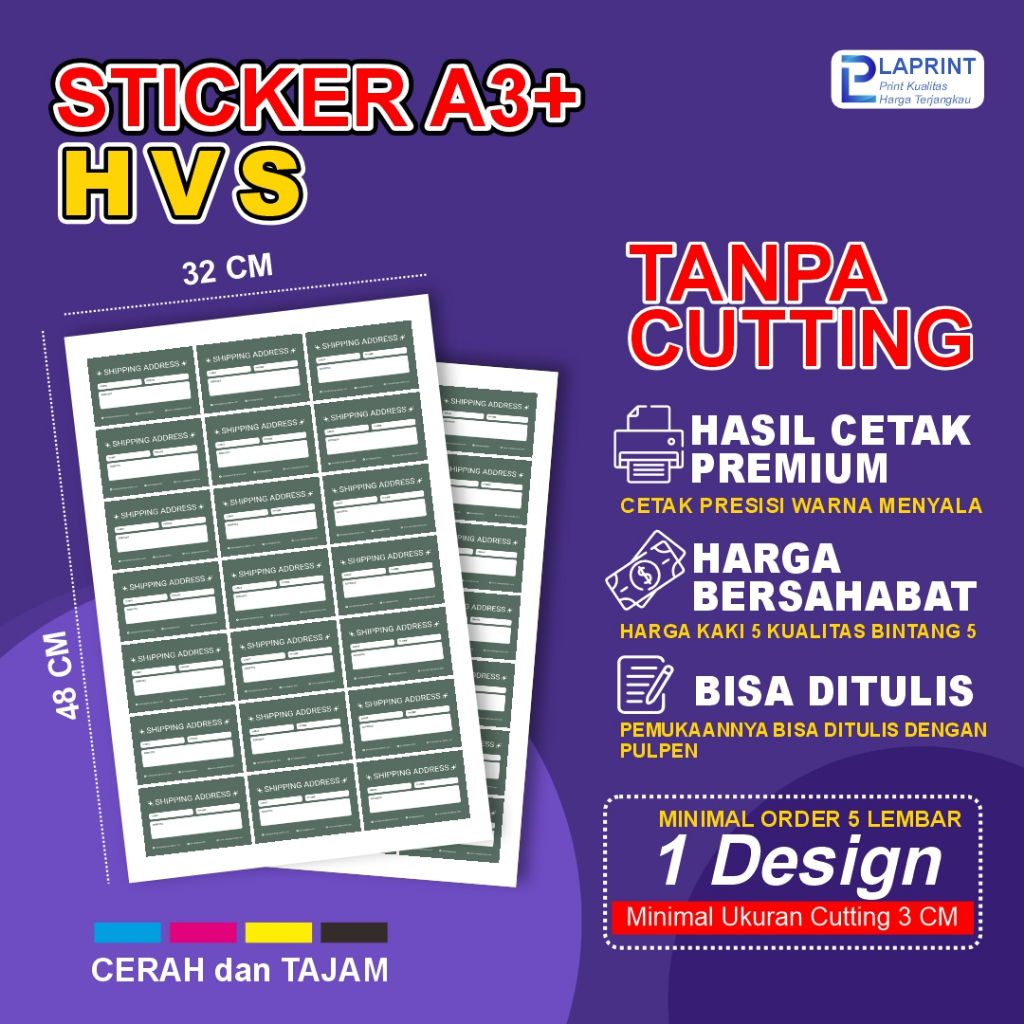 

Cetak Stiker HVS A3+ Tanpa Cutting Custom / Cetak Stiker Tanpa Cutting