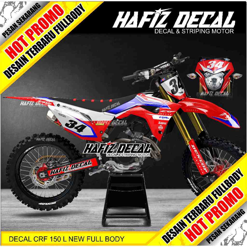 DECAL CRF, DECAL CRF 150 L FULL BODY, DECAL CRF MERAH, DECA LCRF MERAH PUTIH, DECA LCRF 150 L