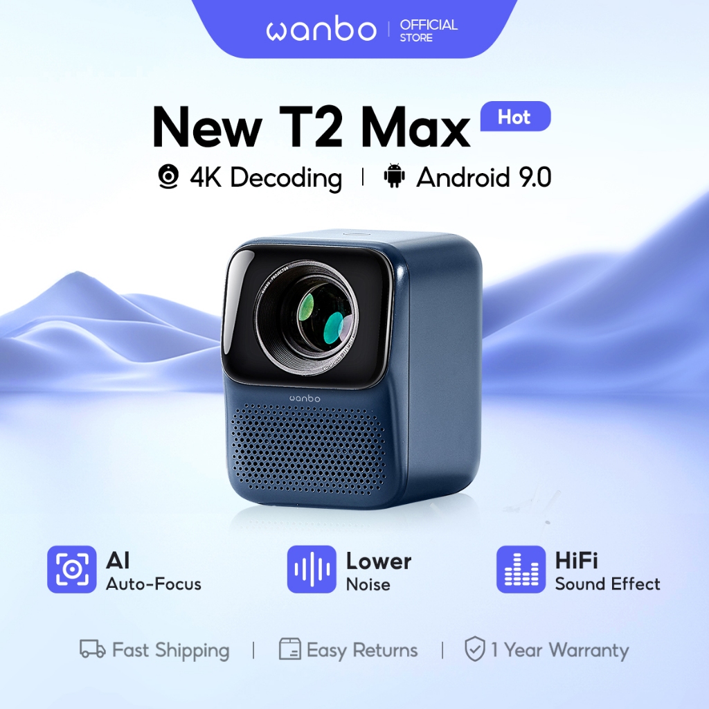 Wanbo New T2 Max Proyektor 1080P Dark Blue