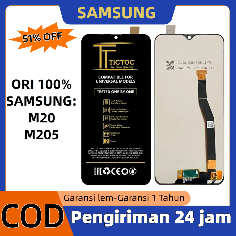 【ORIGINAL】LCD TOUCHSCREE SAMSUNG M20/M205 FULLSET LAYAR ASLI + LEM GRATIS +GARANSI LEM