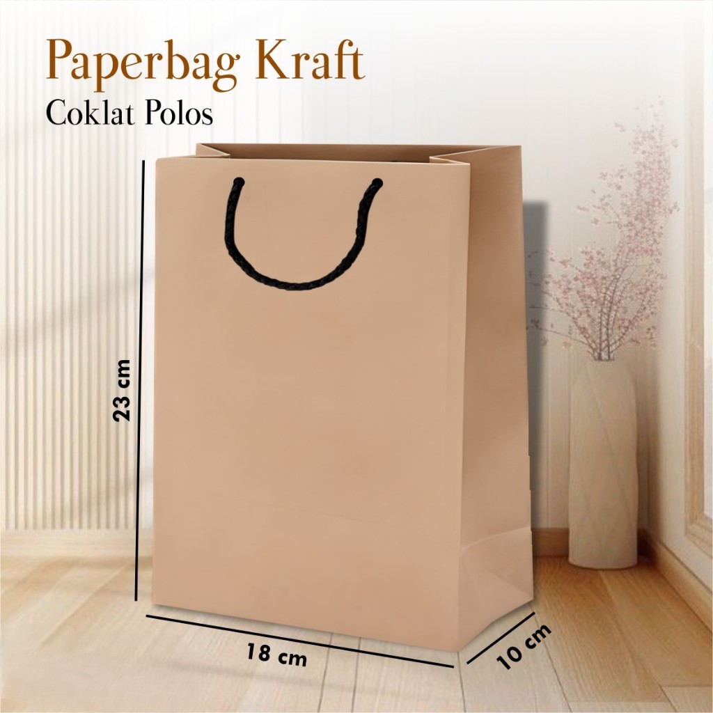 

TAS PAPERBAG SOUVENIR UKURAN 18 x 23 x 10 CM - PAPER BAG PERNIKAHAN BAHAN KERTAS KRAFT POLOS