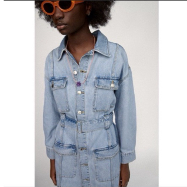 zara denim dress with belt