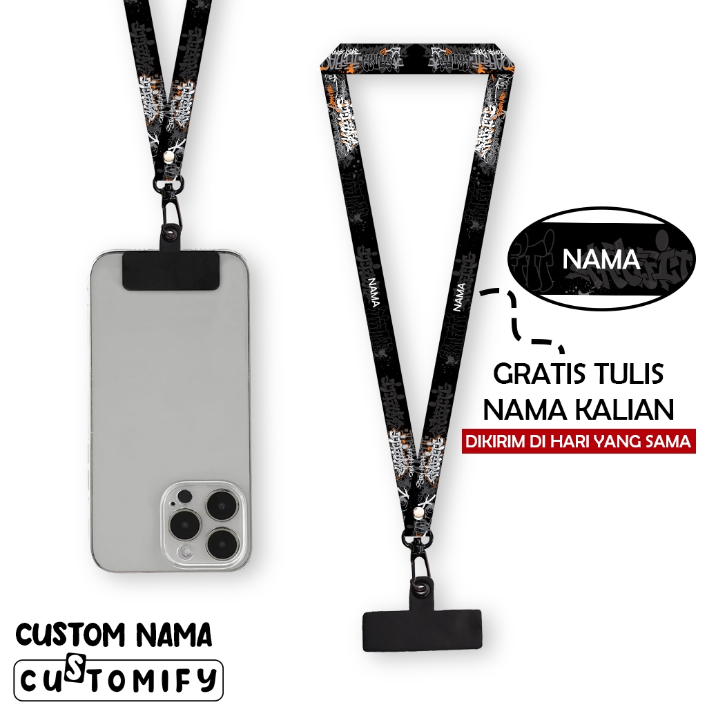 

[SATUAN] Lanyard Custom Nama - Tali Gantungan Nametag Bisa Tambah Nama Lebar 1,5 cm - Design 43