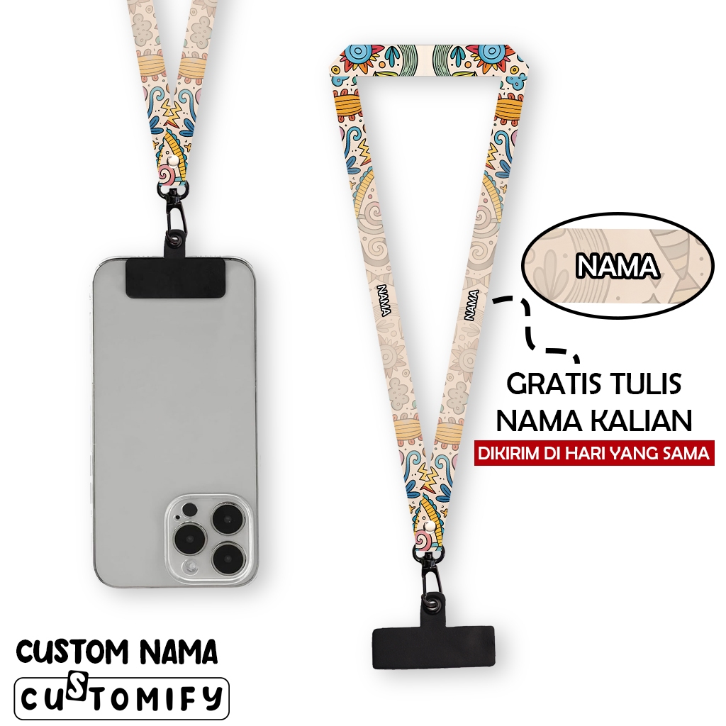 

[SATUAN] Lanyard Custom Nama - Tali Gantungan Nametag Bisa Tambah Nama Lebar 1,5 cm - Design 47