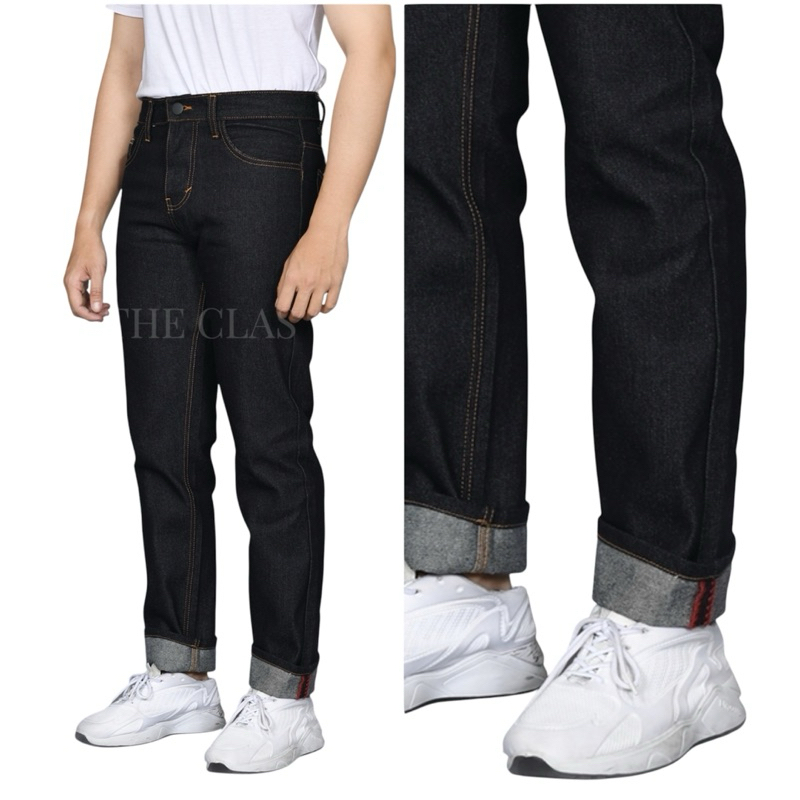 RAW DENIM - Celana Jeans Raw Denim Kaku Shellstick Zigzag Black indigo - Celana Jeans Raw Denim - Ra