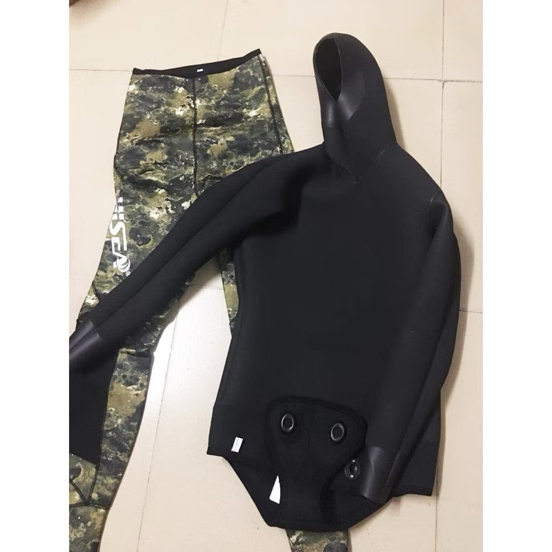 New Hisea 3Mm Yamamoto Open-Cell Wetsuit Men'S Professional Spearfishing Suit With Cap Warm Split