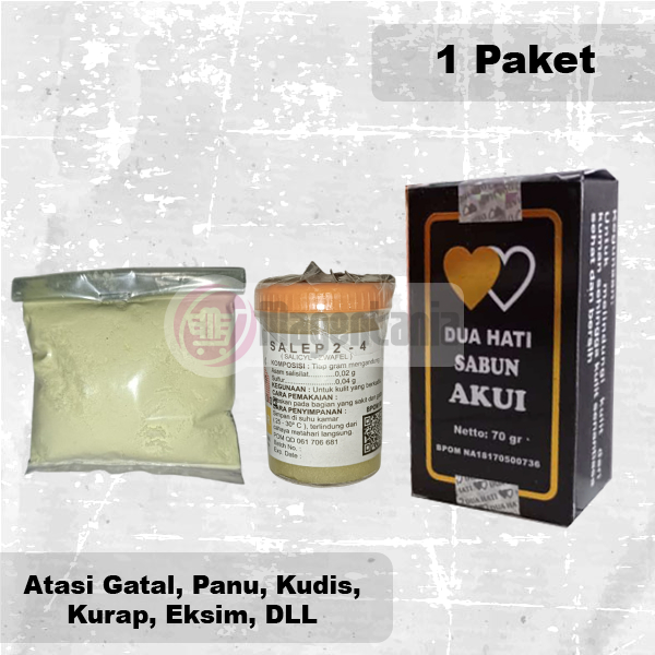 Obat Gatal Belerang Asli Paket Lengkap Sabun Akui + Salep 2-4 zwafel 15 gram + Sulfur Bubuk Ampuh Ob