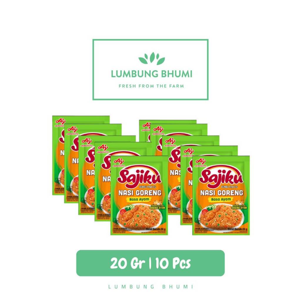

SAJIKU Bumbu Nasi Goreng Ayam 20 Gr 1 Renceng 10 Pcs - Lumbung Bhumi