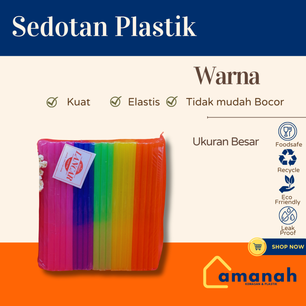 Sedotan Besar dan Sedotan Lorek Kecil Plastik