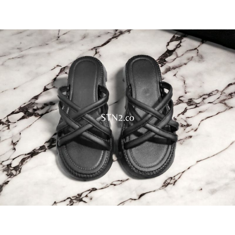 Sandal Wanita Dewasa Sendal Selop Jaring Wanita Sendal Karet Wanita Sendal Jaring Hak 2cm Sendal Jel
