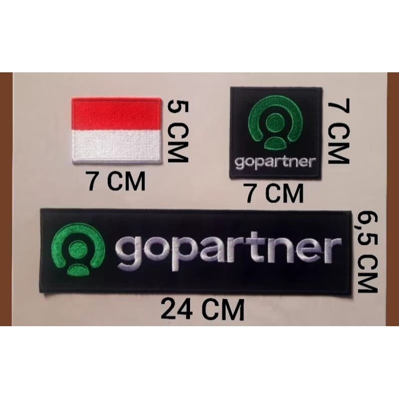 Emblem Logo Bordir GOPARTNER Ojol Gojek 1SET 3PCS Murah Logo Gopartner Bordir Komputer High Quality