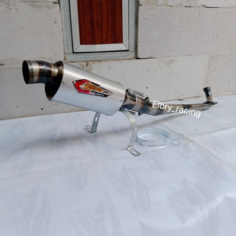 knalpot racing CREAM PIE OVAL untuk motor supra x 125,karisma, kirana, Jupiter z, Jupiter burhan, as