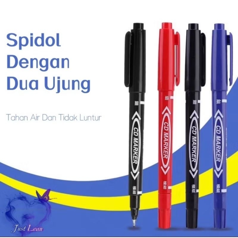 

Spidol 3 warna ujung ganda, spidol cepat kering, tulisan halus untuk kantor