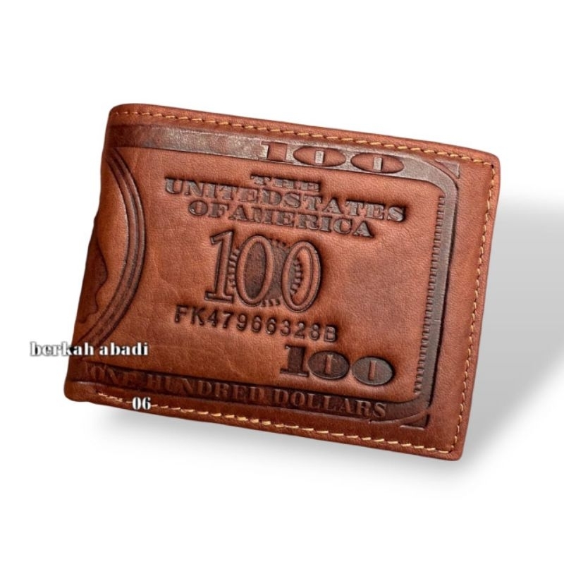 CUCI GUDANG Dompet full kulit asli motif 100 dolar