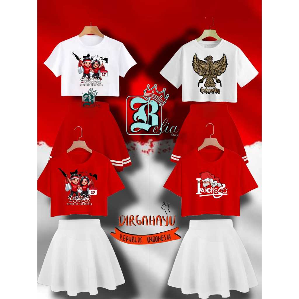 BESTPROMO Setelan kaos anak kemerdekaan/Oneset anak kemerdekaan/kaos anak 17 agustusan untuk usia