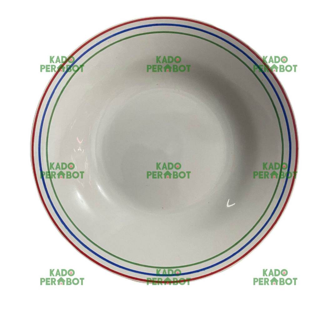 Piring Keramik Putih Pelangi List - Piring Makan - Piring Makan - Piring Porselen