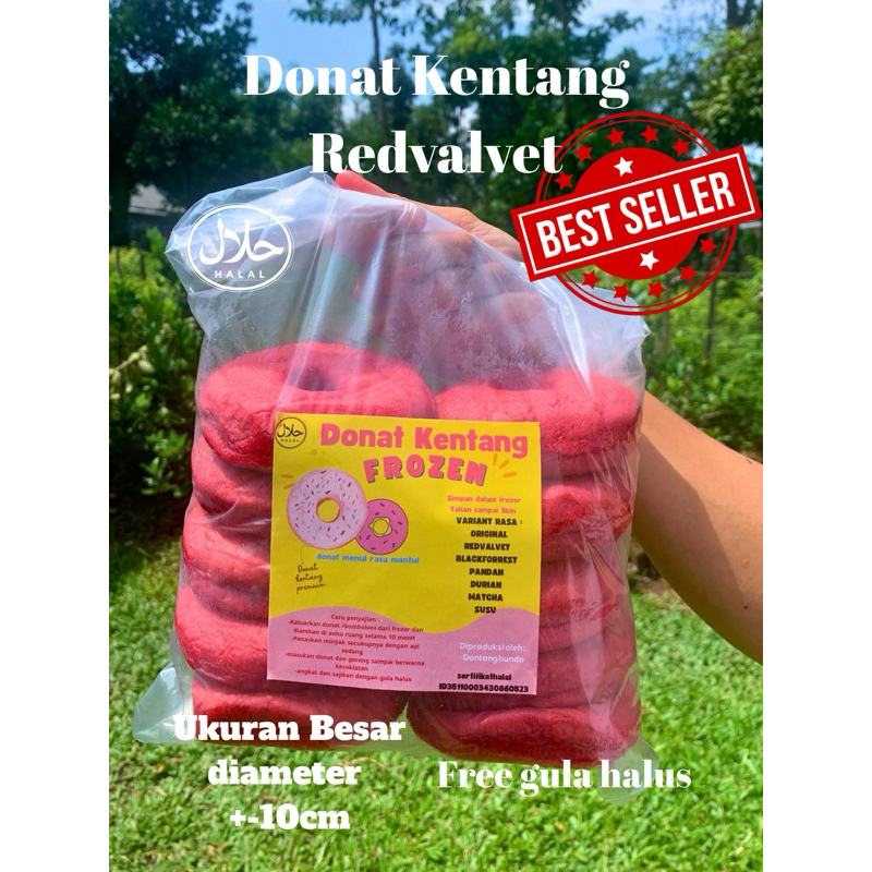 

DONAT KENTANG FROZEN 10pcs RASA REDVALVET FREE GULA LAHUS UKURAN BESAR isi 10pcs