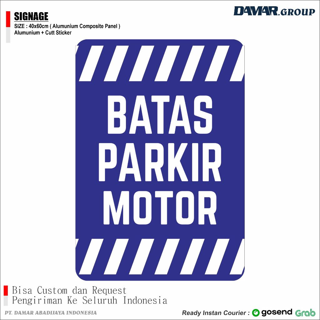 

RAMBU RAMBU BATAS PARKIR MOTOR 40x60cm, Papan Tanda Arah Nama Plakat Signage Akrilik dan sign ACP 3mm