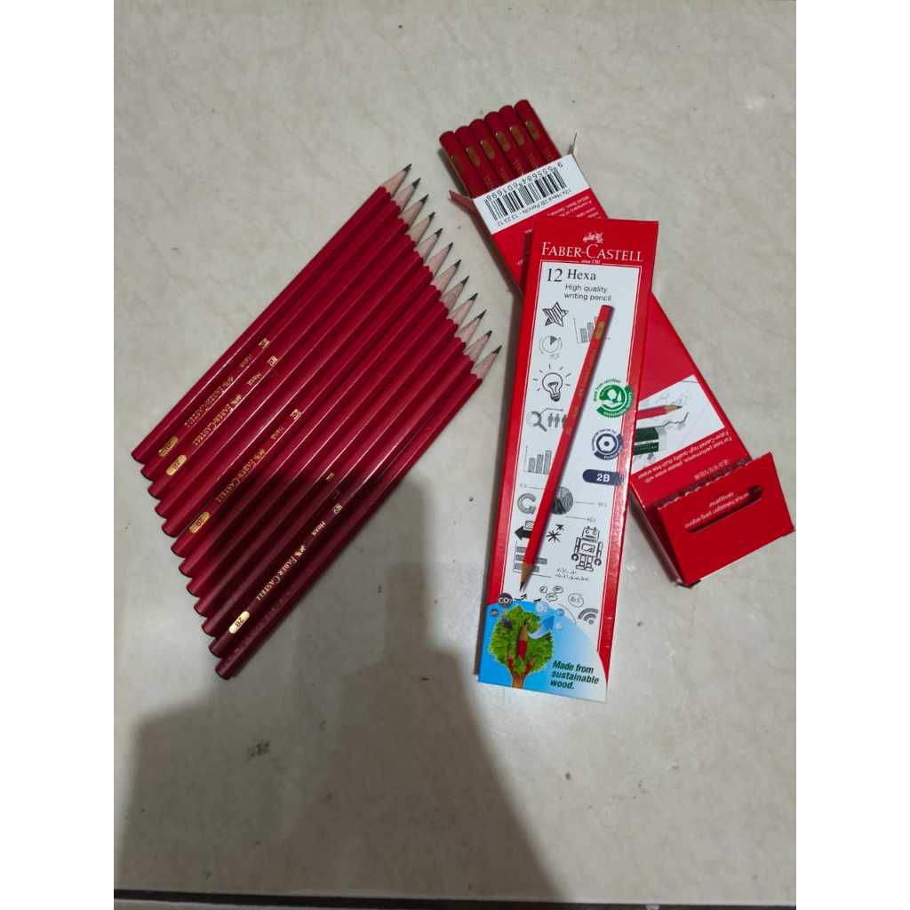 

D3W! Faber Castell Hexa Pensil 2B / Pensil Hexa 2B Faber Castell Lusinan (1 Pack Isi 12 pcs)