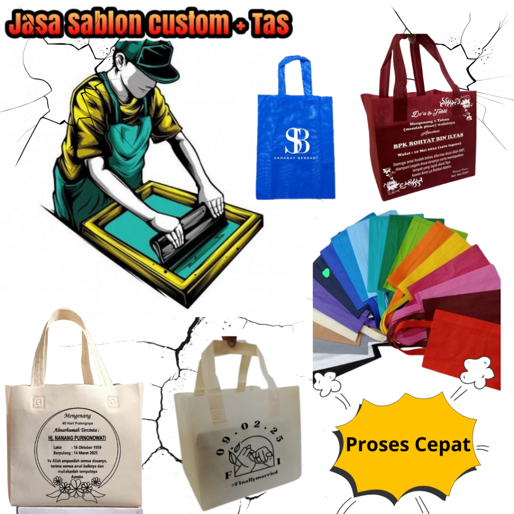 

(SABLON CUSTOM)Tas Berkat Selametan Free Sablon Muat Box Nasi 22x22 & 20x20cm