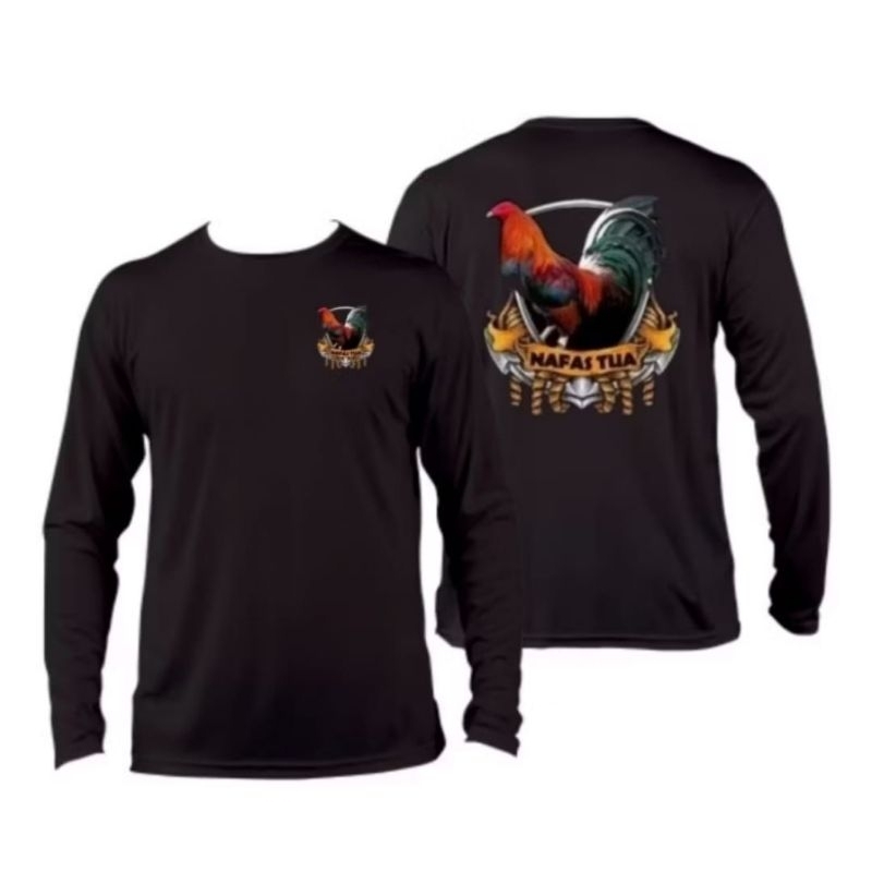 KAOS LENGAN PANJANG AYAM NAFAS TUA CORAK//KAOS AYAM BANGKOK