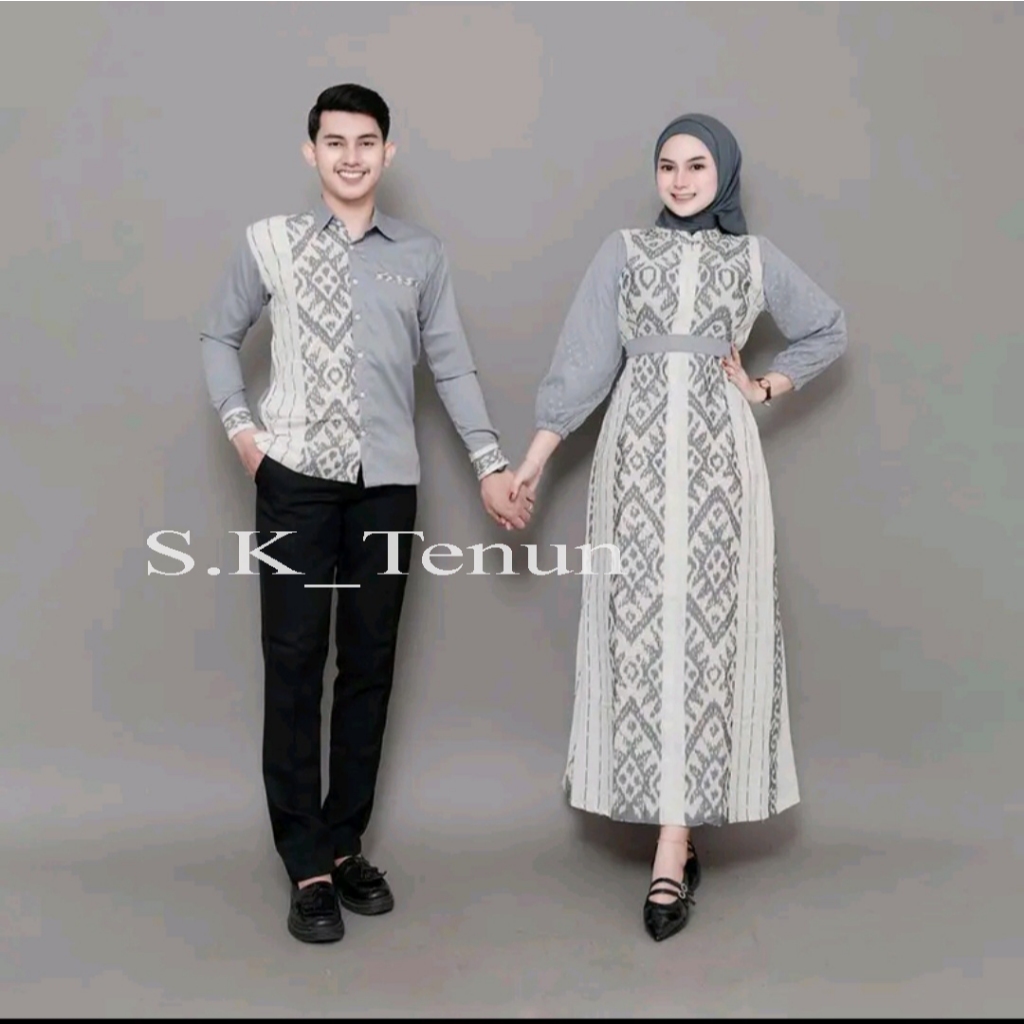 SK TENUN - BAJU TENUN COUPLE BELVIA PUTIH - DRESS COUPLE TENUN KONDANGAN PREWEDDING PASANGAN