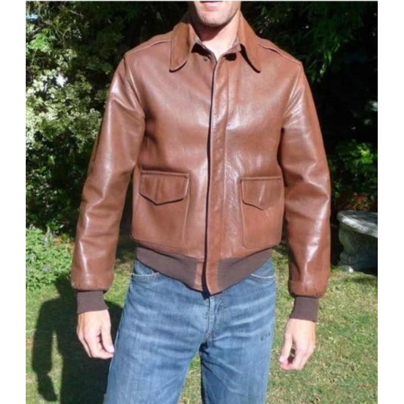 Vtg Willis & Geiger A2 Leather Bomber Flight Jacket Brown X Jaket Kulit Asli Avirex USA Schott Buzz 