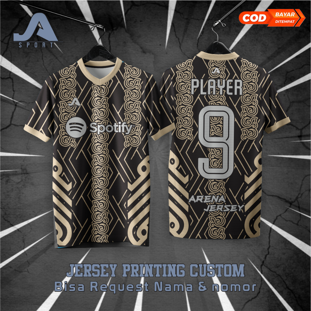 ARENA Jersey Futsal Baju Sepak Bola Custom Nama Nomor dan Logo Printing