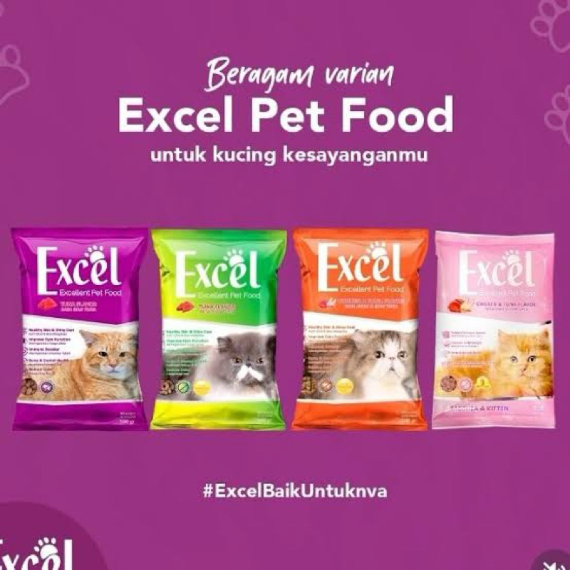 EXSEL 500gram makanan kucing rasa ikan & ayam termurah