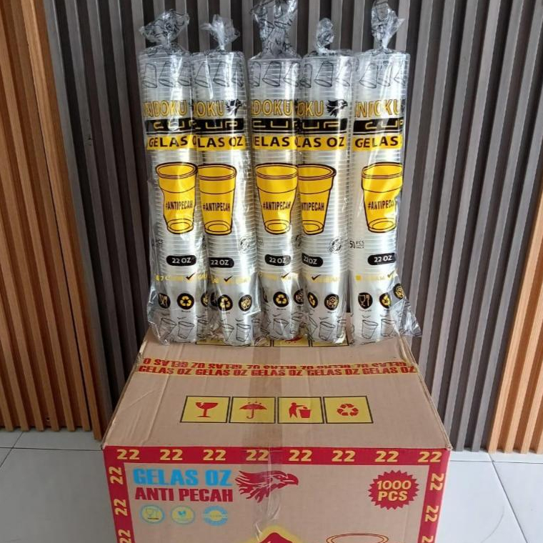[ISI 50 Pcs] GELAS CUP POLOS 22 OZ datar jumbo/ GELAS PLASTIK BENING JUMBO 22 OZ jumbo TAHAN PANAS